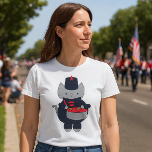 Marscherande Band Katt Marinblå Röd T Shirt