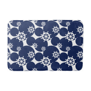 Marscherande Frakts Wheel Nautical Blue and White Badrumsmatta