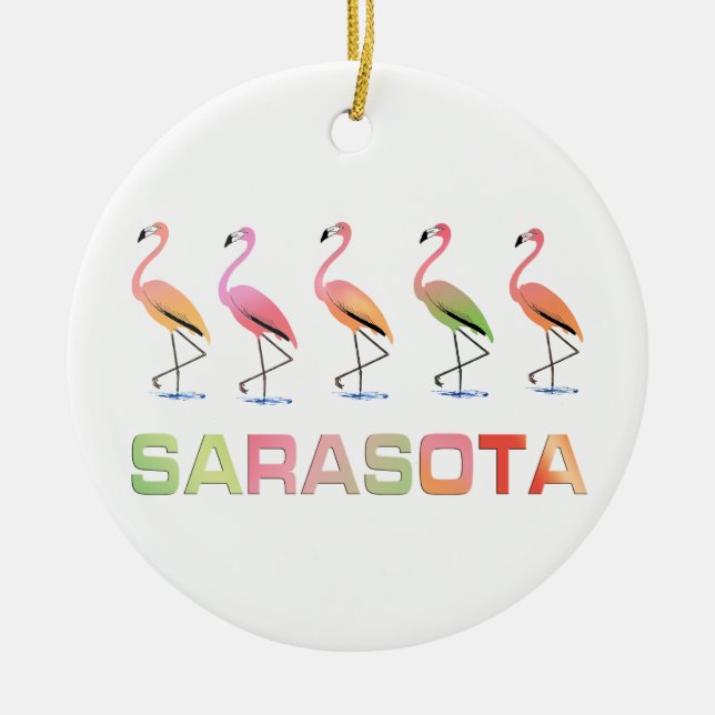 MarschFlamingos Sarasota Julgransprydnad Keramik (Framsidan)