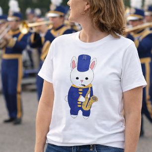 Marschorkesterkanin som spelar saxofon Blå Guld T Shirt