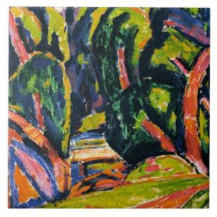 Marsden Hartley-målning, Red Träd, Ceramic Tile Kakelplatta