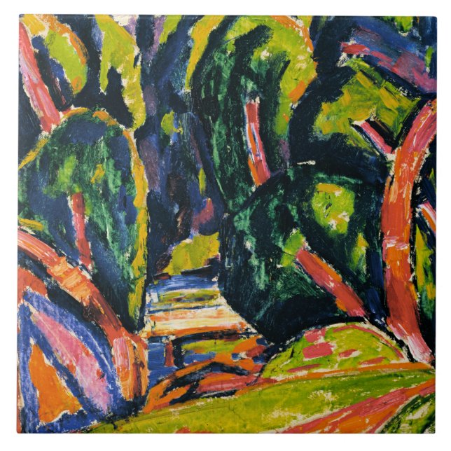 Marsden Hartley-målning, Red Träd, Ceramic Tile Kakelplatta (Framsidan)