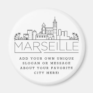 Marseille   Anpassningsbar City Message eller Slog Magnet