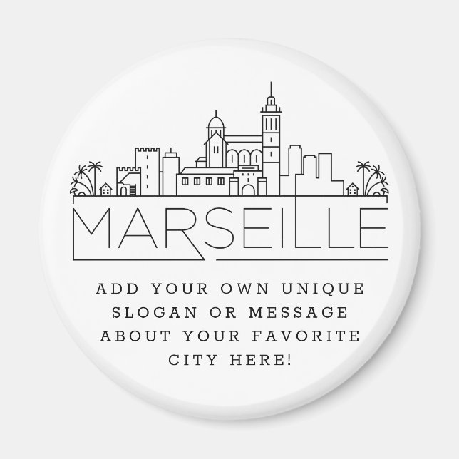 Marseille | Anpassningsbar City Message eller Slog Magnet (Framsidan)