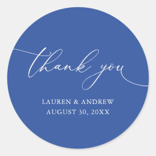 Marseille Bleu Minimalist Bröllop Tack Runt Klistermärke