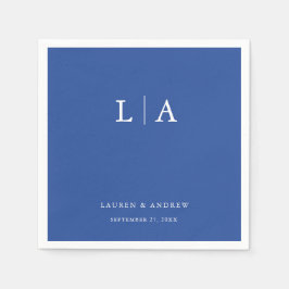 Marseille Bleu Monogram Simple Minimalist Bröllop Pappersservett