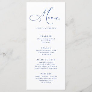 Marseille Bleu & White Minimalist Simple Flat Menu Meny