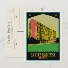 Marseille Cite Radieuse illustration Frankrike Vykort