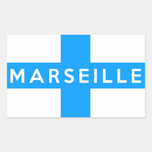 Marseille City flagga frankrike land namn Rektangulärt Klistermärke
