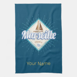 Marseille city Frankrike retro frakt vintage Kökshandduk