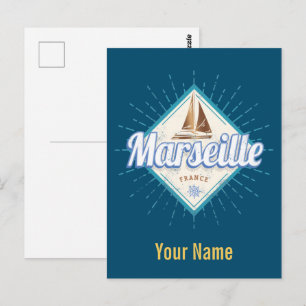 Marseille city Frankrike retro frakt vintage Vykort