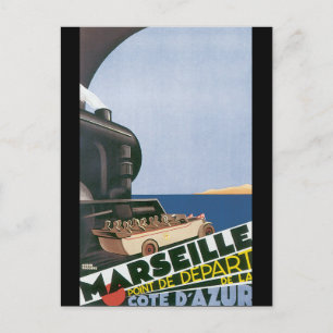 Marseille Cote D'Azur Vintage resor Poster Vykort