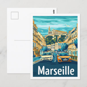 Marseille Frankrike Berömd Travel Ställe Vykort