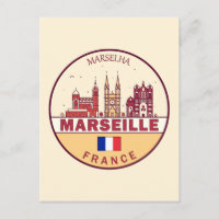 Marseille Frankrike City Skyline Emblem