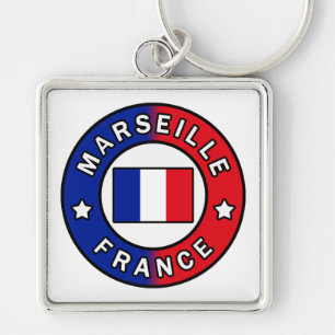 Marseille Frankrike Fyrkantig Silverfärgad Nyckelring