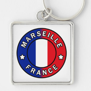 Marseille Frankrike Fyrkantig Silverfärgad Nyckelring
