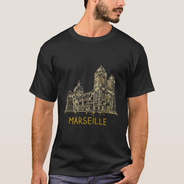 Marseille Frankrike Hand plockade T Shirt (Framsida)
