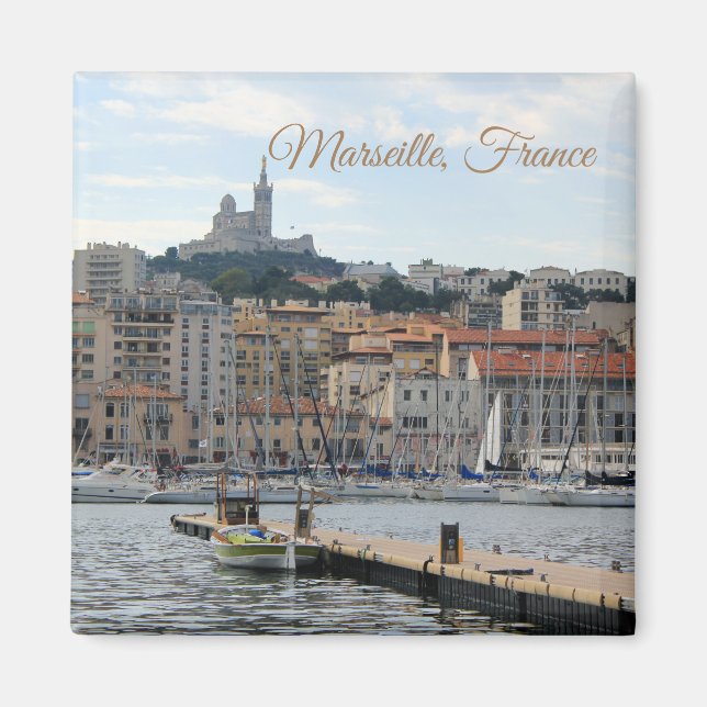 Marseille Frankrike Harbor Travel Magnet (Framsidan)