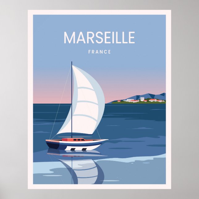 Marseille Frankrike liggande Poster (Framsidan)