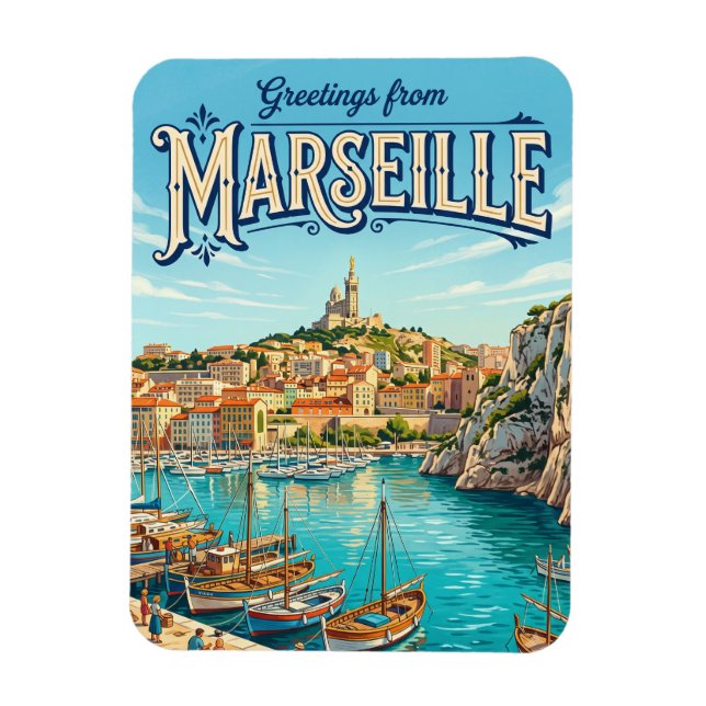 Marseille Frankrike Magnet (Vertikal)