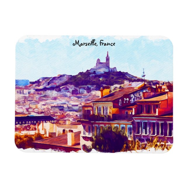 Marseille Frankrike Panorama View Magnet (Horisontell)