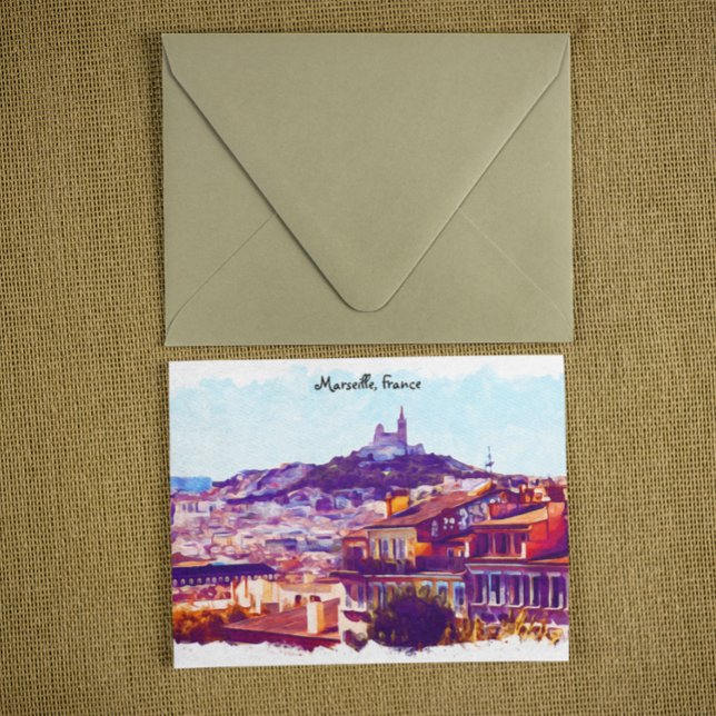 Marseille Frankrike Panorama View Vykort (marseille france panorama view postcard)