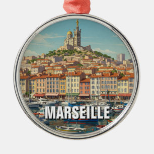 Marseille Frankrike Resa Julgransprydnad Metall