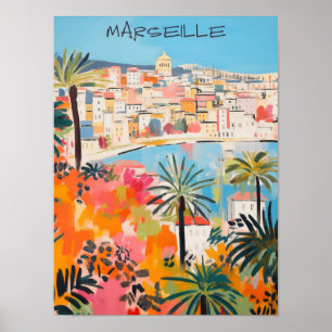 Marseille Frankrike Resa Stad Väggkonst Estetisk