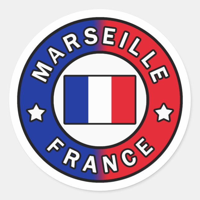 Marseille Frankrike Runt Klistermärke (Framsida)