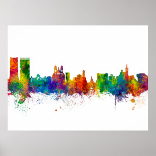 Marseille Frankrike Skyline Poster