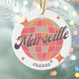 Marseille Frankrike Stad mode rosa diskokula  Julgransprydnad Keramik