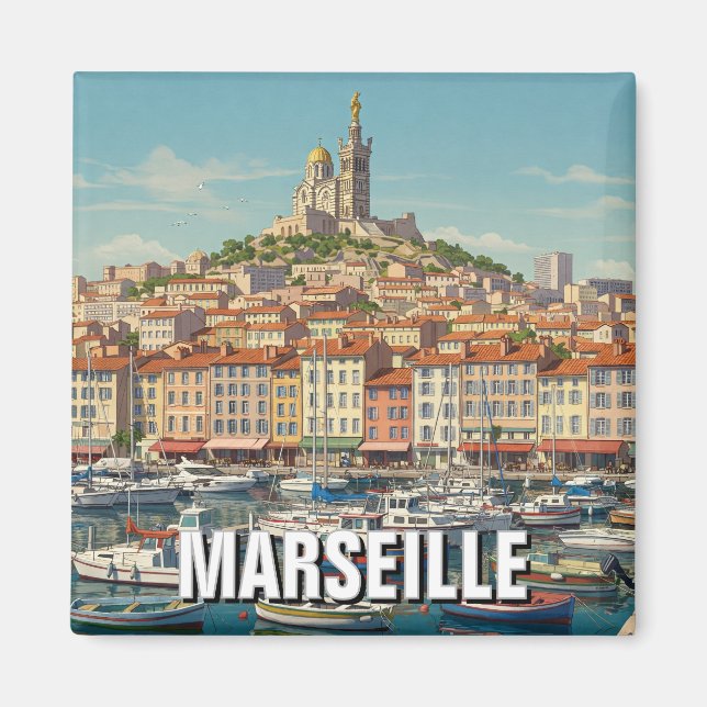 Marseille Frankrike Travel Magnet (Framsidan)