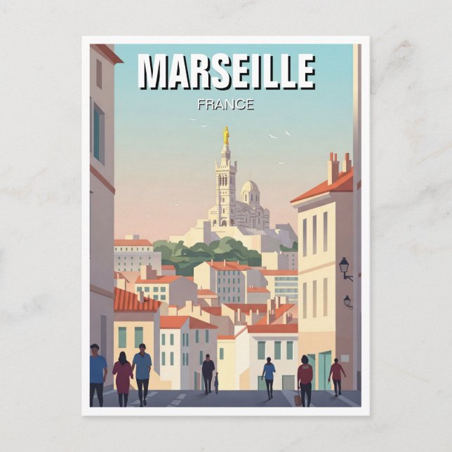 Marseille Frankrike Travel Vykort (Framsida)