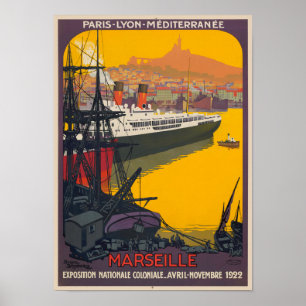Marseille Frankrike Vintage affisch 1922
