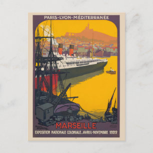 Marseille Frankrike Vintage Affisch 1922 Vykort