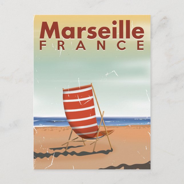 Marseille Frankrike vintage resor poster Vykort (Framsida)