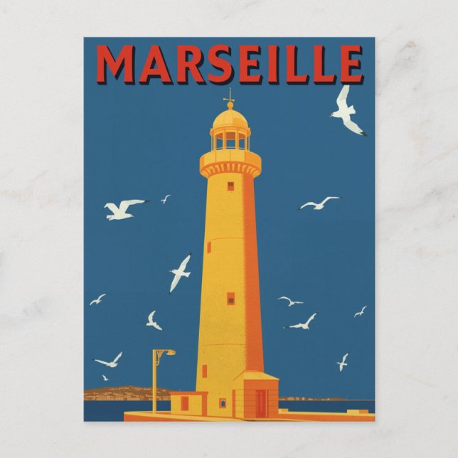 Marseille fyr franska rivieran resa vykort (Framsida)