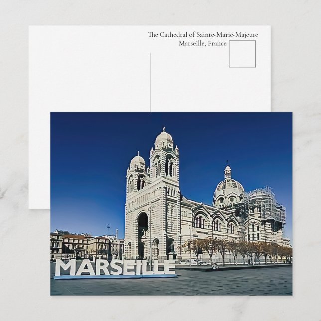 Marseille-katedralen vykort (Fram/baksida)