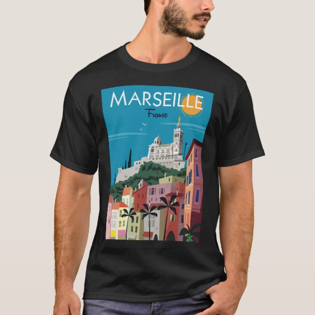 Marseille Notre Dame De La Garde Poster T Shirt (Framsida)