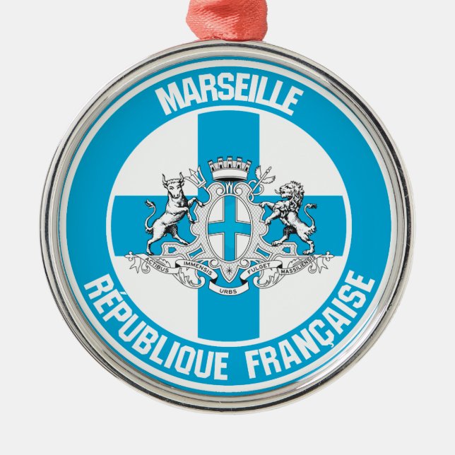Marseille Round Emblem Julgransprydnad Metall (Framsidan)
