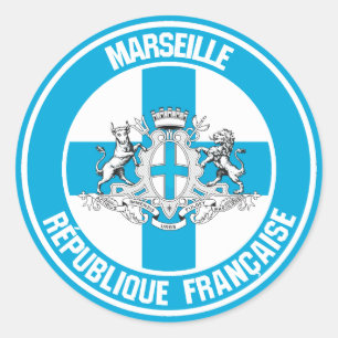 Marseille Round Emblem Runt Klistermärke