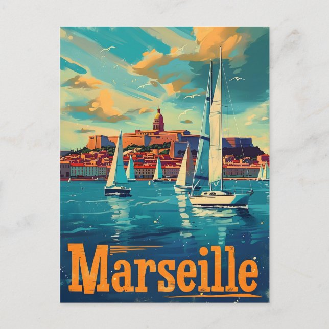 Marseille Sunshine: Segling Bliss Mediterranean Vykort (Framsida)