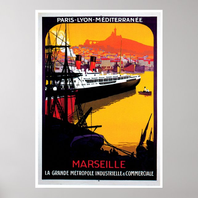Marseille Vintage Frakt Advertisement Poster (Framsidan)