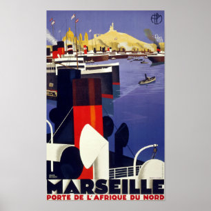 Marseille Vintage resor Poster återställd