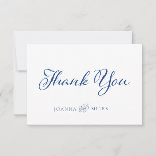 Marseilles Bleu Elegant Calligraphy Simple Bröllop Tack Kort