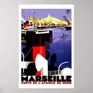 Marseilles frankrikevintage resor poster