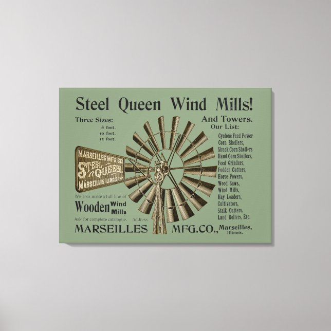 MARSEILLES ILLINOIS STEEL QUEEN VIND MILLS FARM CANVASTRYCK (Framsida)