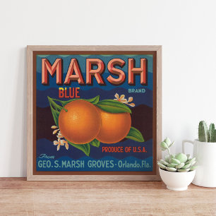 Marsh Brand Vintage Citrus-etikett Poster
