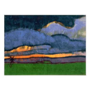 Marsh Ligcape med en Mill Emil Nolde Fototryck