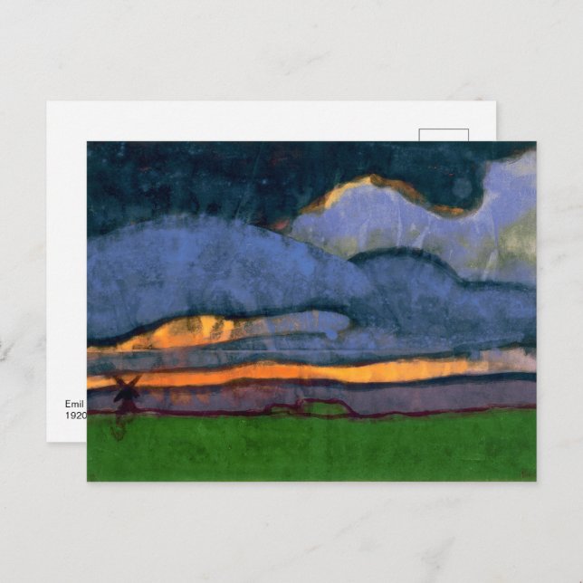 Marsh Ligcape med en Mill | Emil Nolde | Vykort (Fram/baksida)